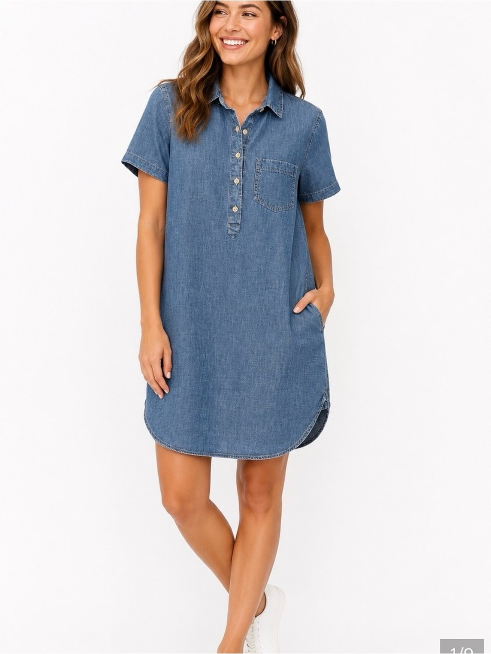 GAP Denim Shirt Dress - Blue - Picture 1 of 6
